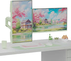 Pixio PS1D Wave Mint Green Dual Monitor Arm Stand Desk Mount - Fits up to 32 inches Monitors and up to 19.8lbs. VESA Compatibility and Integrated Cable Management