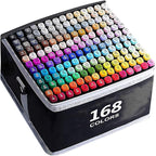 VIDIMAKPRO Alcohol Markers 168 Colors with Base Dual Tip Art Drawing Markers for Kids Students and Adults Comics Sketching Illustration - Refillable