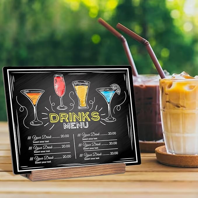 JDEA Wooden Double-Sided Chalkboard with Base (2 Pack) - 8.7x11.5 inches, Black