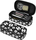 Black And White Soccer Ball Pencil Case Big Capacity Storage Pencil Pouch Stationery Bags With Zipper Portable Pen Holder Box Organizer For Boys Girls Teens Student College School Office Supplies