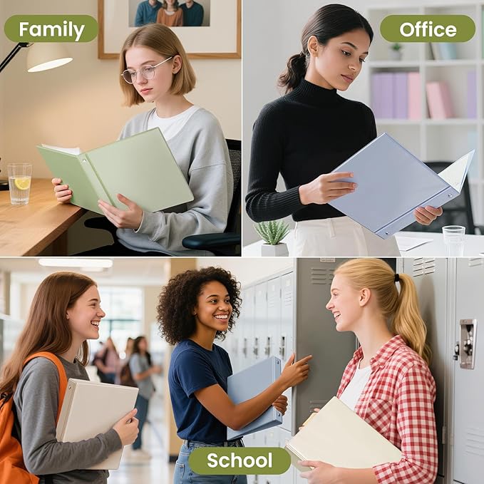 SUNEE 3 Ring Binder 3 Inch 1 Pack, Clear View Binder Three Ring PVC-Free (Fit 8.5x11 Inches) for School or Office Supplies, Sage Green