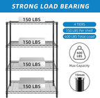 Guan River 4-Shelf Adjustable Metal Shelf Wire Shelving Unit Storage Rack Display Shelf for Office,Kitchen,Bedroom,Bathroom,Laundry,Pantry Basement,Garage(Black,36" L x 14" W x 54" H)