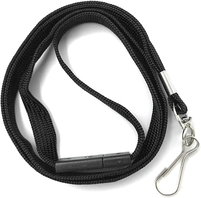 Bird Fiy Lanyards Safety Black Lanyards Neck Flat Premium Breakaway Badge Lanyard with J-Hook for ID Nametag Badge Holder (Black, 25 PCS)