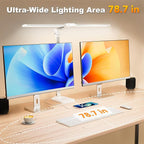 LED Desk Lamp for Office Home, Height Adjustable Architect Desk Light with USB Adapter, Stepless Dimming 50 Lighting Modes, Eye Caring Double Head Computer Desk Lamp for Reading, Study, Workbench