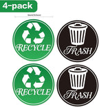 TINNALART Recycle Stickers for Trash Bins, 4-Pack Trash and Recycle Stickers, Green and Black (H1)
