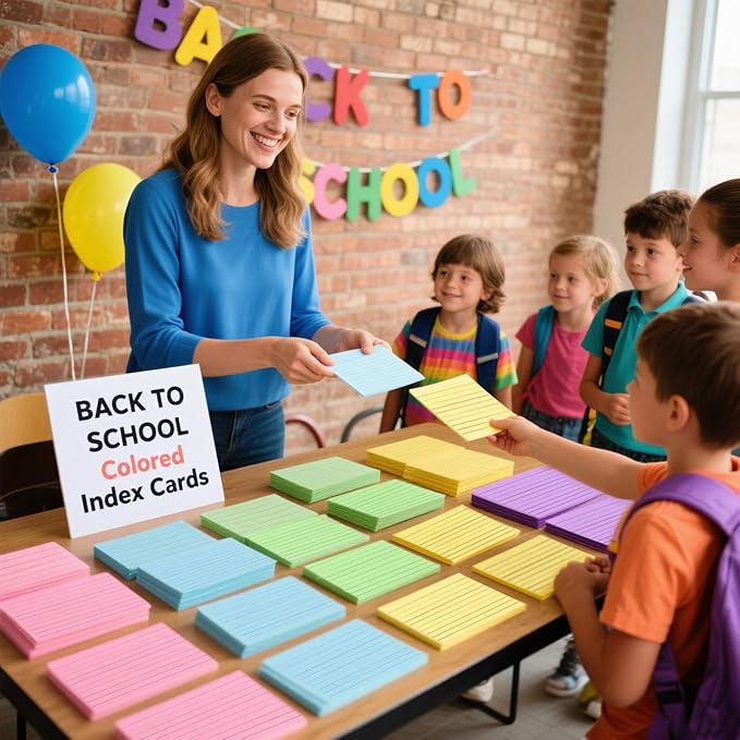Koogel 1200PCS Index Cards 3x5, Colored Ruled Index Cards Bulk for Back To School, Heavy Notecards Memo Scratch Pad for Studying Teachers Classroom Note Taking Office College Supplies, 12 Colors