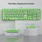 MOFII Wireless Keyboard and Mouse Combo, 2.4GHz Retro Full Size Typewriter Keyboard with Number Pad & Wireless Mouse for Laptop, PC, Desktop, Mac, Windows - Green Colorful