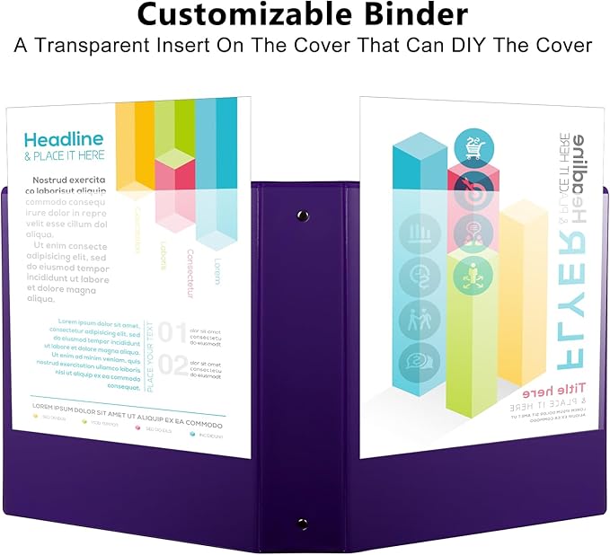 CIXILDTS 2-inch Round Ring Binder, Durable 2" 3 Ring Binder Fit Letter Size Paper, Assorted, 6-Pack
