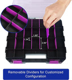 Tools Organizer Box Small Parts Storage Box 50-Compartment Double Side Hardware Organizers with Removable Plastic Dividers for Screws, Nuts, Nails, Bolts, Purple