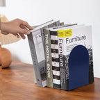 Lulonpon 4 Pieces Book Ends, Bookends, Books Stand, Metal Bookend for Shelves, Blue Book Ends for School, Library, Desktop Organizer
