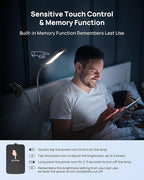 TROND LED Desk Lamp with Clamp, 1000LM Super Bright 3-Level Dimmable Desk Light 6000K Daylight, Extra-Long Flexible Gooseneck Clip on Light, Eye-Care Clamp Lamp for Painting, Workbench,Reading