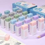 Morandi Erasers, 6 Pack Aesthetic Block Pencil Erasers – Soft Neutral Colors, Smudge-Free Latex-Free Erasers for School, Office, Journaling & Drawing