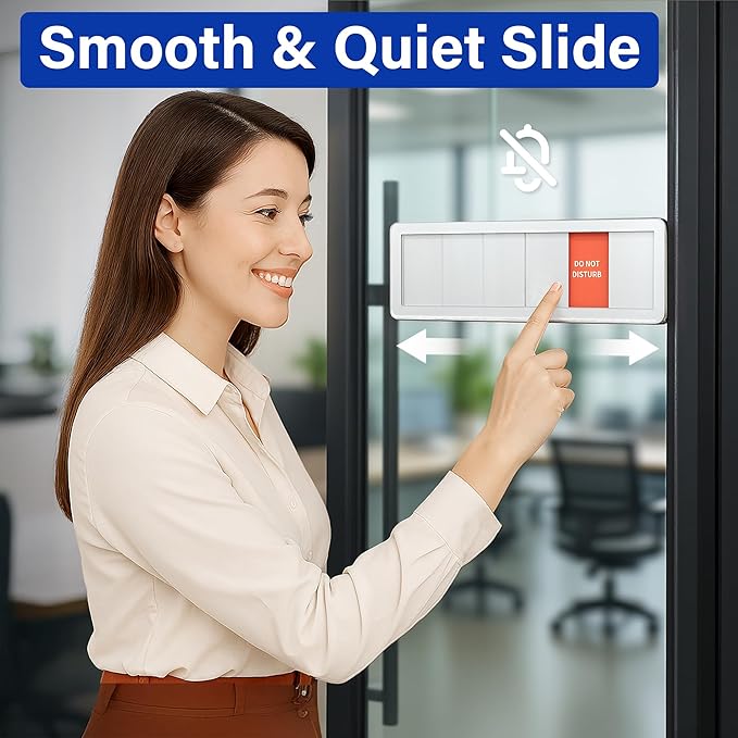 Office Door Signs with 6 Printed Status Options – Do Not Disturb, Out of Office, In a Meeting, Please Knock, Back Soon, Come on in – Includes Custom Personalized Blank Sticker for Privacy Workspace or Studio Available and Away