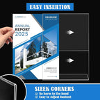 Laerjin Acrylic Sign Holder 8.5 x 11 - 16 Pack Clear Slanted L-Shaped Display Stand, Flyer & Menu Frame, Side Loading Paper Signage Holder - Office, Restaurant, Trade Show Use