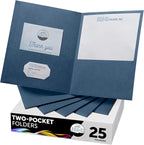 FILE-EZ Two-Pocket Folders, Navy Dark Blue, 25-Pack, Textured Paper, Letter Size (EZ-32523)
