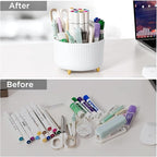 Gawsey Desk Organizers and Accessories Set with 360-Degree Rotating Pen Holder, Acrylic Stapler, Tape Holder, Staple Remover, Binder/Paper Clips Kit, Scissor and 1 Box of Staples