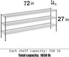 Regal Altair 14" Deep x 72" Wide x 27" Height Wire Shelving Kit | 3-Tier | NSF Commercial Storage Rack Unit