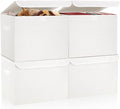 Bagnizer Large 22 Quart Linen Fabric Foldable Storage Bin Cube Organizer Basket with Flip-Top Lid & Handles, Clothes Blanket Box for Home, Office, Closet, White, 4 Pack 14.6 x 9.5 x 9.5”