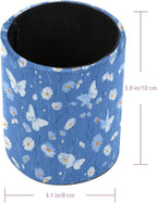 Leather Pen Holder for Desk Blue Butterfly Daisy Pencil Cup Desktop Organizer Makeup Brush Holders Office Supplies for Home, Kids & School