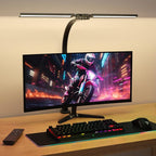 SIBRILLE LED Desk Lamp for Home Office - Remote Control Desk Light Computer Lamp with clamp, 22W, Dimmable, Color Changing, Touch Control, Height Adjustable, Black Table Task Light Bar for Work