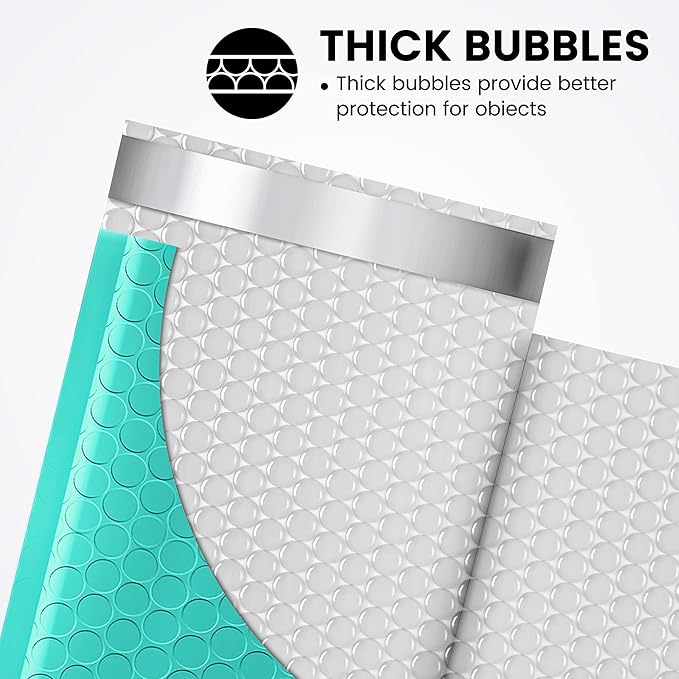 Fuxury Teal Bubble Mailers 4x8" 800 Pack, Waterproof Padded Envelopes Self Seal Bubble Envelopes, Padded Mailers for Small Business, Envelope Mailers Usable Size 4x7"