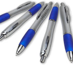DISCOUNT PROMOS Personalized Ballpoint Pens With Rubber Grip, 50 pack Customizable Ergonomic Click-to-Write Custom Writing Pens for School with Black Ink, Blue