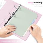 Ospelelf Leather Mini Binder Vintage Hardcover 2 Inch Rings, Professional Small 3 Ring Binders Organizer Suitable for 5.5" x 8.5" Documents, Binder Dividers with Tabs, Pink