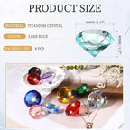 PATIKIL 8 Pcs Diamond Crystal Paperweight, 40mm / 1.57 Inch Crystal Paperweight Paper Weight for Home Office Desktop Table Decor Wedding Party Jewelry Ornaments, Lake Blue