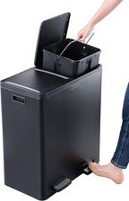 Step N' Sort The 18.5 Gallon Extra Large Capacity, Soft-Step, Dual Trash and Recycling Bin with Removable Inner Bins