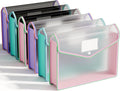 ABC life 6 Pack File Folder, Large Capacity Folders for Documents, Document Folder with Snap Closure, Color-Bordered Expanding File Folders, Folder Organizer Fit Letter/A4 Size - Clear Black