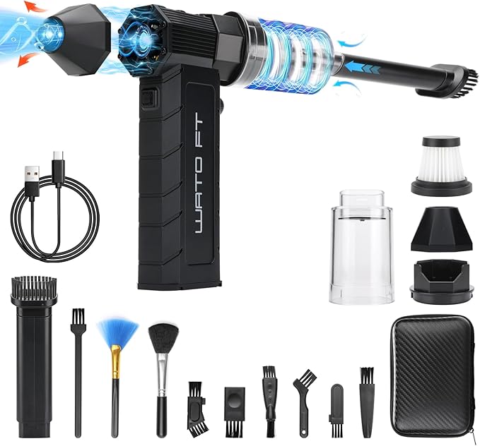 Compressed Air Duster – 180000RPM Cordless Electric Air Blower with Stepless Adjustment, Powerful Brushless Motor, Rechargeable Air Duster for Computer, Keyboard, Car, Home & Outdoor Cleaning