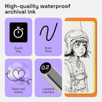 ARTISTRO Set of 9 Fineliner Pens - Black Micro Pens with Ultra Fine Tips for Drawing, Sketching, Writing, Journaling and Technical Illustration - Waterproof Archival Ink