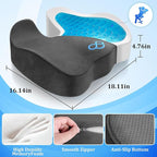CushyOasis Seat Cushion, Gel Chair Cushions, Office Chair Cushions, Anti-Slip Bottom & Removable Cover Tailbone Pain Relief Cushion, Memory Foam Seat Cushion for Office, Wheelchair, Car (Grey)