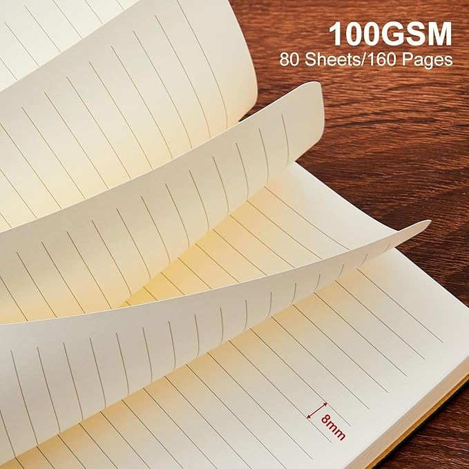 TSFPapier Lined Journal Notebook for Work College Ruled Note Book 7.2"x9.6" B5 PU Leather Daily Journaling 160 Pages for Women Men Writing Home School Supplies Business (Darkgreen/Darkpink)