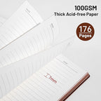 CAGIE Lined Journal Notebook for Men & Women,176 Pages A5 Medium Size Softcover Leather Journals for Writing,Travel,Business,Work & School, 100 GSM Thick Paper (5.7'' x 8.3'') (Brown)