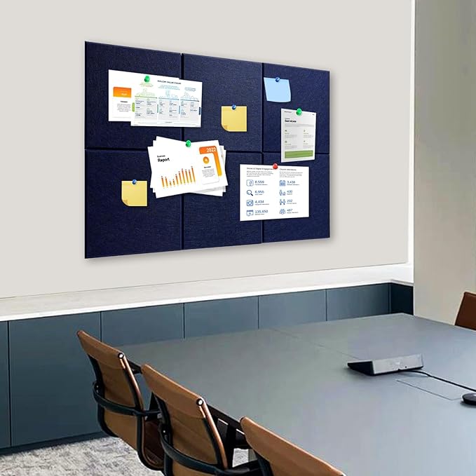 Thick Cork Board Tiles for Wall with Push Pins, Removable 36"x24"x0.47" Bulletin Board Sets, Self-Adhesive Pin Board | Magrowill 6 Packs Felt Panels for Office Home Classroom Dorm