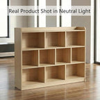 DIYART Oak Bookshelf, Wood Bookcase with 3 Tier Open Shelves, 10-Cube Minimalist Storage Shelf for Living Room, Bedroom, 43.3" W x 35.4" H