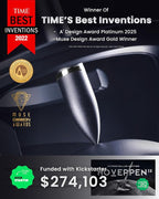 novium Hoverpen Interstellar - Luxury Pen Made With Aerospace Alloys, Unique Aesthetic, Free Spinning Executive Pen, Desk Decor (Starlight Silver, 18K-Gold)