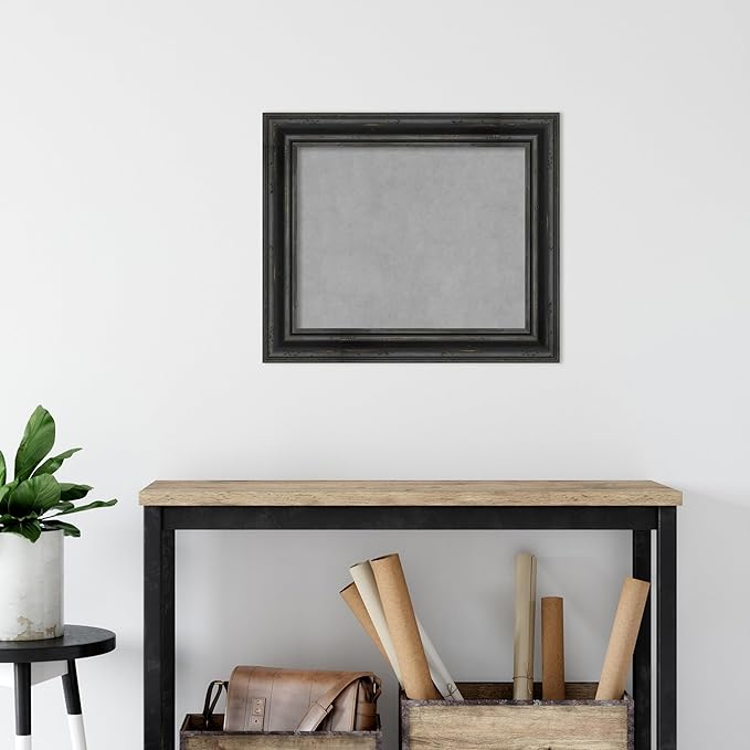 Amanti Art Black Framed Magnetic Board 21x25 Small Vision Board for use with Magnets, 100% Metal Sheet to Display Items as Office Decor or for Home Organization in mudroom, Kitchen or Kids Room
