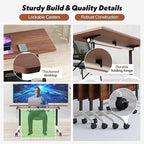 Goakwwuz Conference Room Table, Folding Conference Tables,Thicken Grey Tabletop,Flip Top Wooden Seminar Meeting Room Table for Conference Room Offices (2, Walnut, 61.0“)