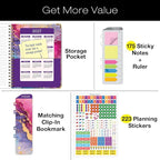 HARDCOVER 2026 Planner, 8.5"x11": 14 Months (November 2025 - December 2026), Daily Weekly Monthly Planner, Yearly Agenda, Bookmark, Pocket Folder and Sticky Note Set (Rainbow Gold Marble)