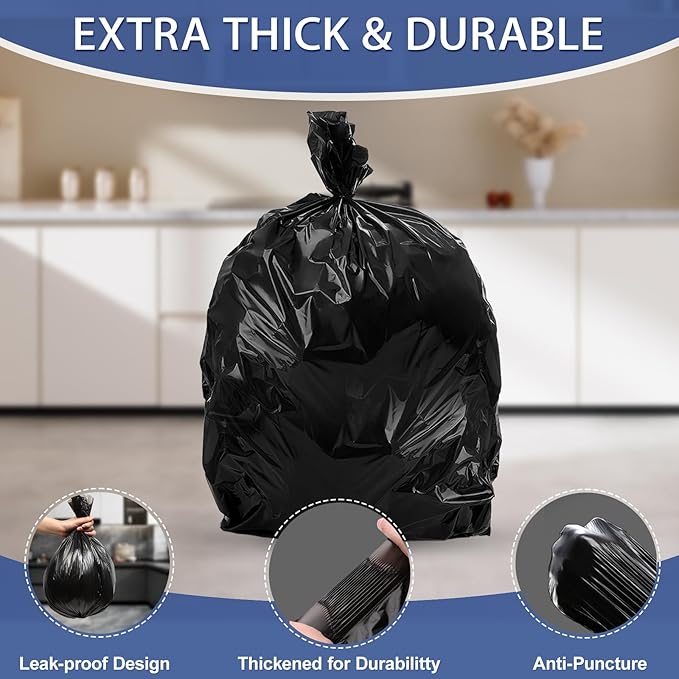 T.FORING Small Trash Bags 4 Gallon - 0.94 Mil Thick 220 Count Heany Duty 15 Liters Black Garbage Bags,Leakproof Durable and Unscented Weastbasket Can Liners for Bathroom Bedroom Home