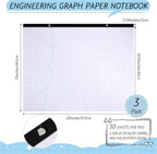 Fainne 3 Pcs Large Engineering Graph Paper Pad Giant Drafting Pad Blueprint Sketching Graph Paper Engineer Architect Designer Mathematician Draftsman (Blue, 22x17inches)