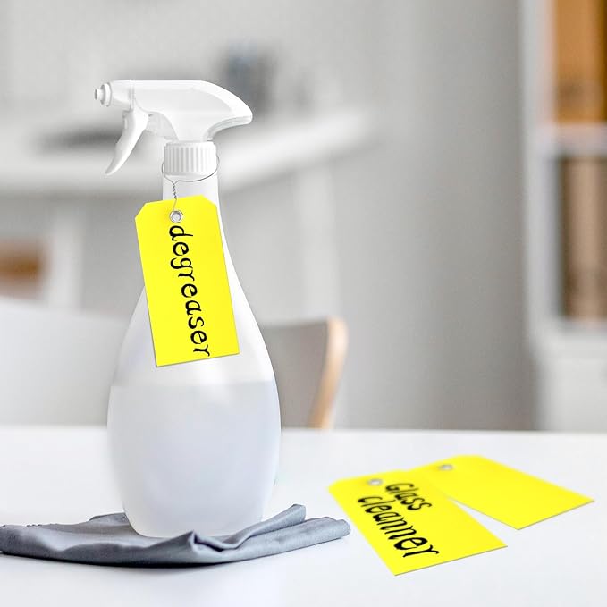 500 Pieces Plastic Shipping Tags with Wire Waterproof Hang Tags Heavy Duty Labeling Tags with String Wires Tags Labels Labeling Tags Stacking Tags for Equipment Car Parts (Yellow, 4 3/4 x 2 3/8)
