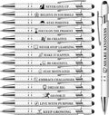 Vebermo 15 Pack Motivational Pen Set - Inspirational Quotes Retractable Ballpoint Pens for Office School Supplies, Encouragement Gifts for Women Men, White