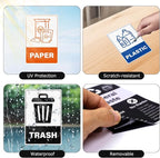 YIKIADA 30 Pack Recycle Stickers for Trash Can Glass Paper Plastic Metal Vinyl Weatherproof Self Adhesive Sign 6 × 4 Inches for Waste Bins Home Business Office