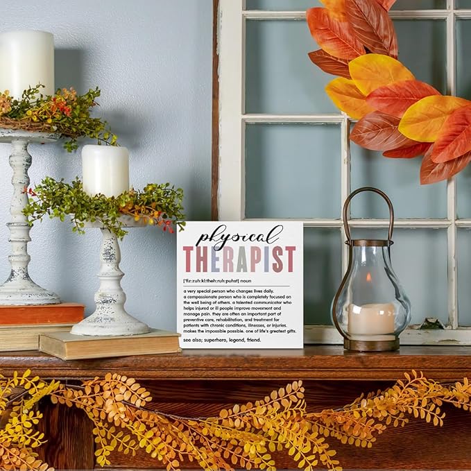 Physical Therapy Gifts, Physical Therapist Gifts Wood Box Sign, Appreciation Gifts PT Gifts for Doctor Therapist Coworker, Therapist Office Decor Living Room Desk Cubicle Table Shelf Decor