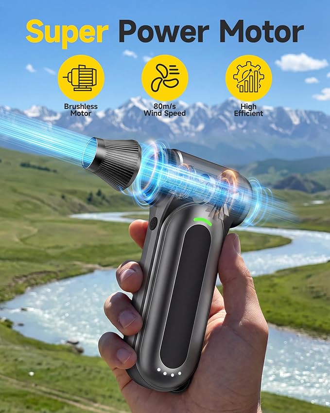 ZARIMI Electric Compressed Air Duster, 170000RPM High-Speed Cordless Air Blower with Rechargeable Battery for Keyboard, PC & Electronics Car Cleaning, Reusable Canned Air Alternative