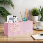 Exqcom Pink Christian Makeup Brush Holder, Daughter of the King Bible Verses Pen Holder Organizer for Dorm Bedroom Desk Accessories, Pink Preppy Toothbrush Holders for Girly Bathroom