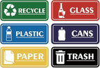 6PCS Recycle Sign Stickers for Trash Bins,Self-adhesive Waterproof Trash Recycle Stickers, Recycling Labels for Trash Can, Home, Office, Apartment, Hotel, School and Public Area